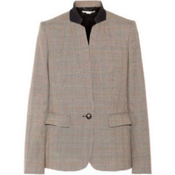 Stella McCartney Glen Plaid Wool Stand Collar Blazer Size EU40 / US4 - Picture 1 of 13